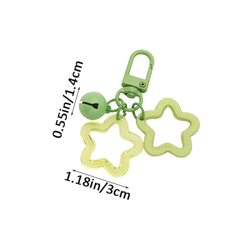 할로우 5 포인트 스타 벨 펜던트, 자동차 걸이식 키체인, 캔디 컬러 가방 키링, DIY 주얼리 제작, 여성 소녀 키 링