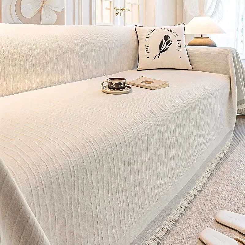 

Bohemia Style Jacquard Chenille Sofa Cover with Tassels Sofa Towel for Living Room, Camping Multiuse Blanket Furniture Decor