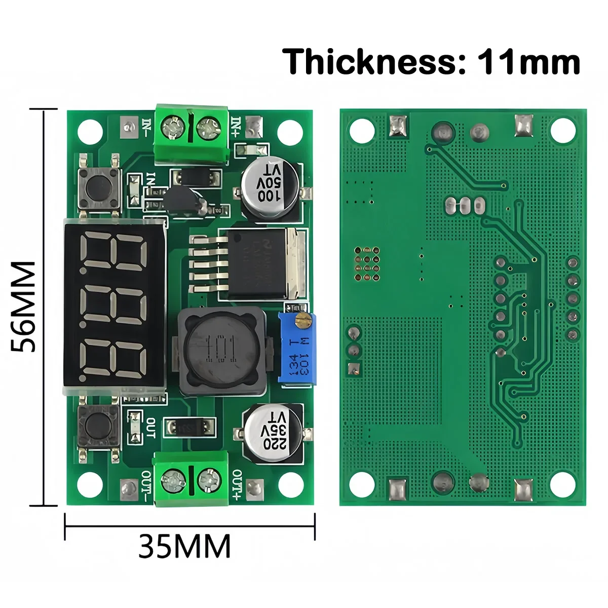 LM2596S Adjustable Voltage Regulator Step-Down Power Module 4.0-40V to 1.25-37V DC36V 24V 12V to 5V2A with LED Voltmeter Display