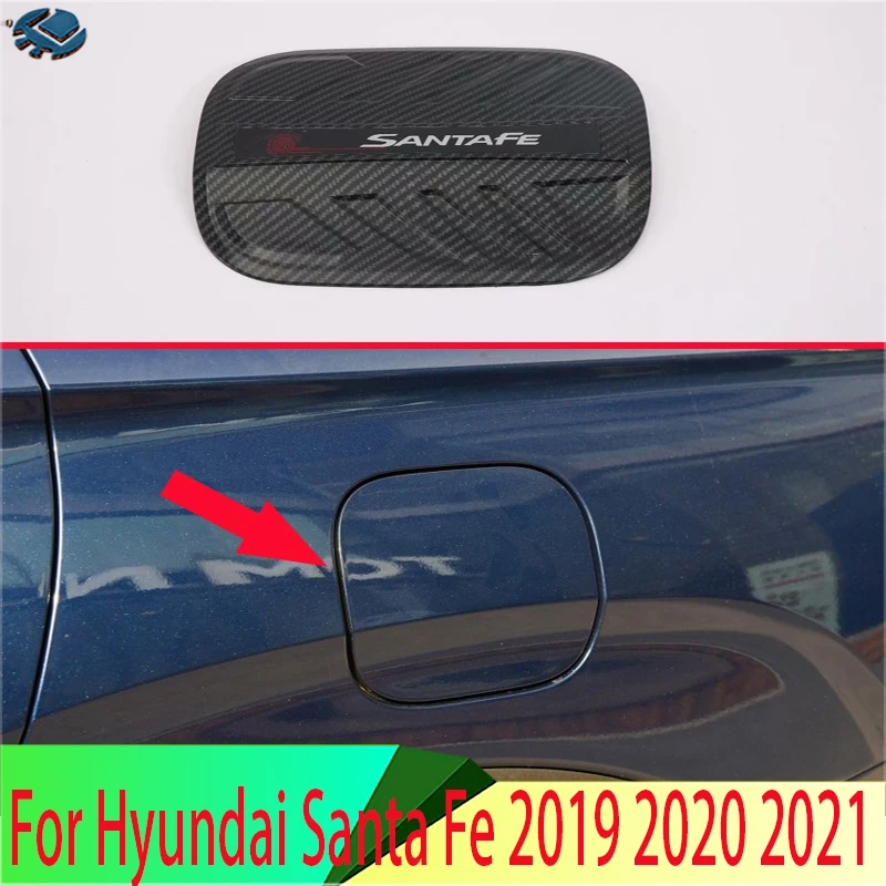 For Hyundai Santa Fe 2019 2020 2021 Carbon Fiber Style fuel tank cap cover car-styling trim oil fuel cap protective