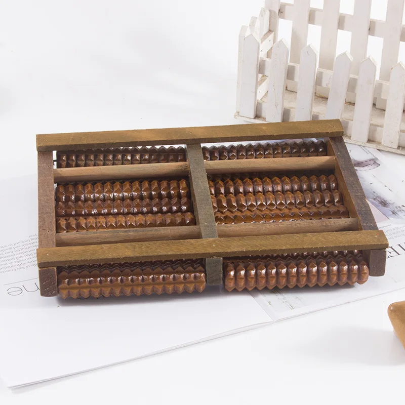 Eight rows solid wooden roller foot massager pedicure machine foot brush wooden feet meridians foot massager