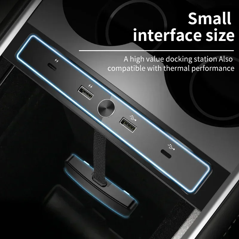 Per Tesla Model 3 Y Docking Station 2 in 4 caricatore rapido convertitore di estensione 27W adattatore per Console centrale Hub USB intelligente per