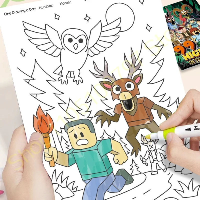 99 ليلة في الغابة الغزلان تلوين كتب الكبار سر الرسم كراسة الرسم فتاة اللعب اللوحة الأنشطة الإبداعية الهدايا الفنية