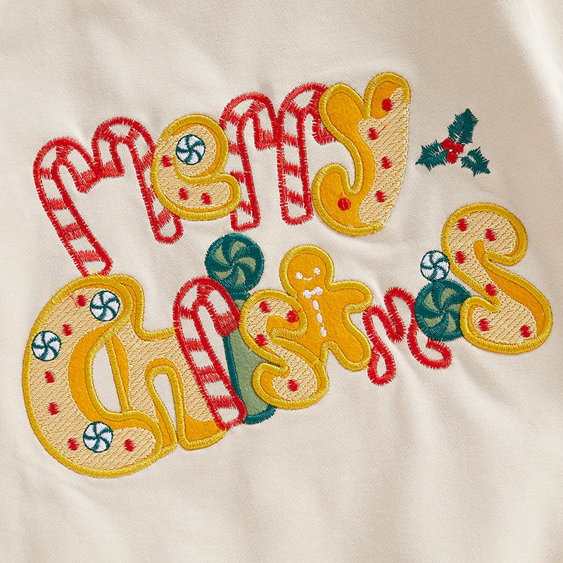 Kids Christmas Sweaters with Long Sleeves and Round Neckline Featuring Embroidered Letters for Boys and Girls