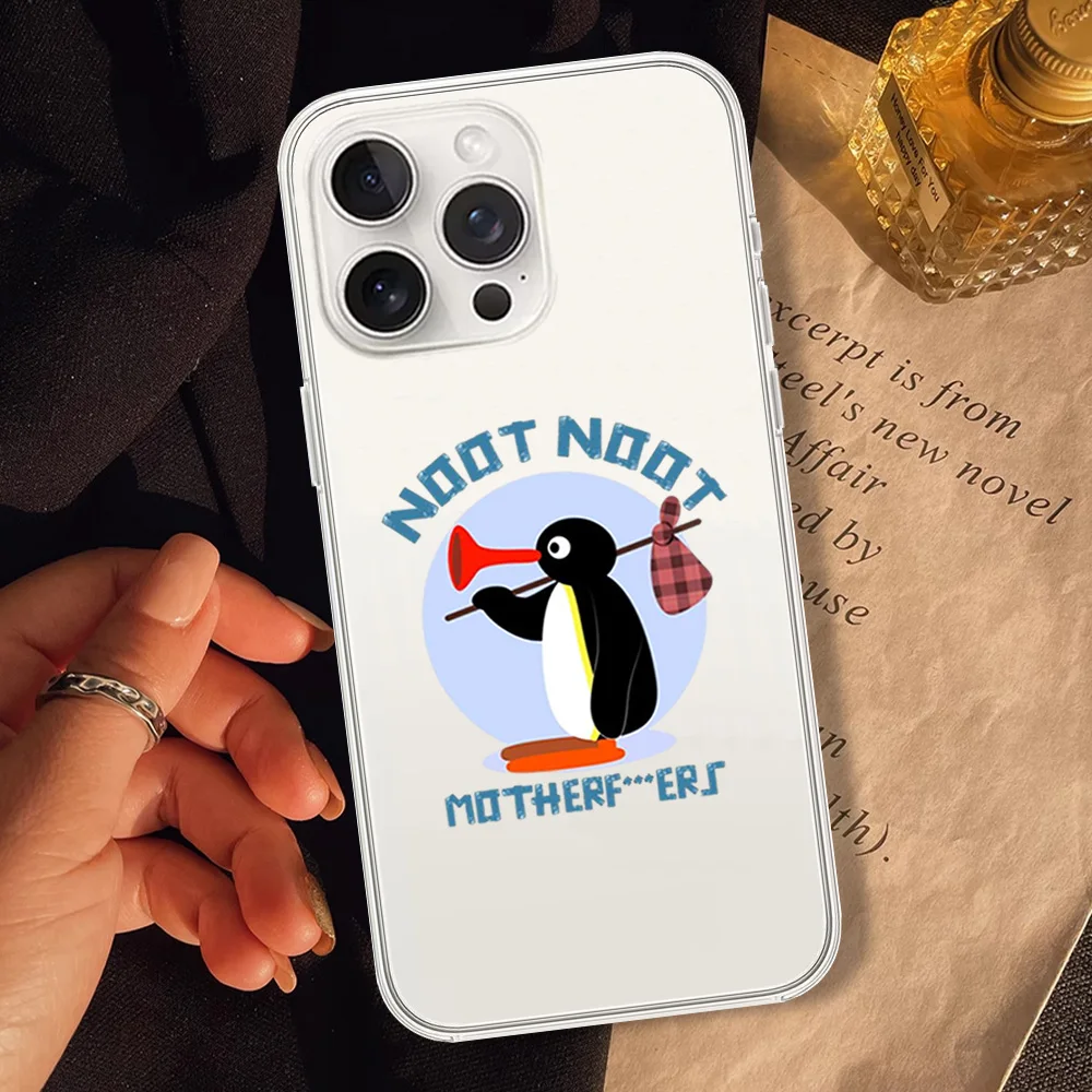 Cartoon P-Pingu Penguin Funny For Samsung Galaxy S23 S22 S21 S20 Plus Lite Ultra Transparent Shell