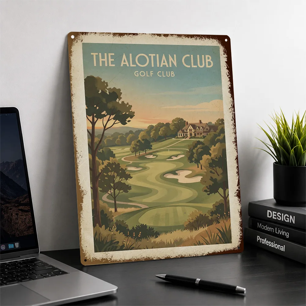 The Alotian Club Golf Course Printed Poster Customized Aluminum Metal Sign Putting Green Scene Wall Art Ideal For Living Rooms