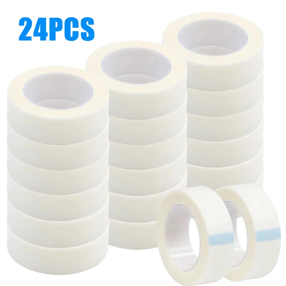 

24PCS White Eyelashes Extension Tape PE Adhesive Tools Fabric Breathable Eyelash Extension Paper Tape for False Lashes Patch