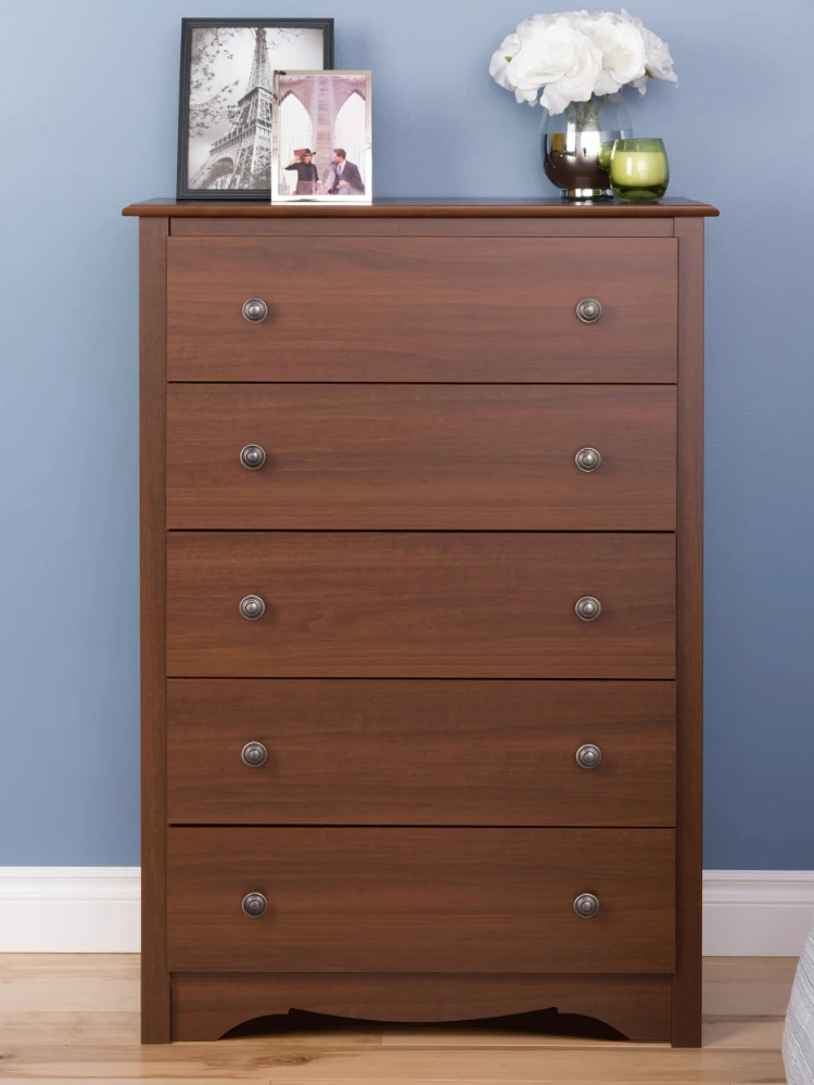 Monterey Transitional 5-Drawer Dresser, Durable and Strong,85 Lb,Cherry,16.00 X 31.50 X 45.25 Inches