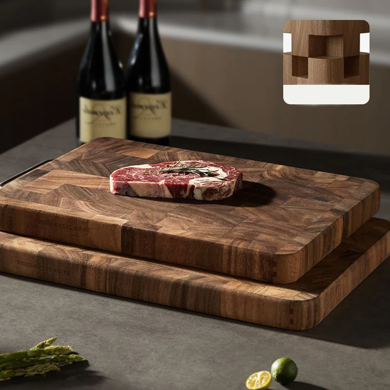 

Black walnut cutting board Solid wood cutting board mortise and tenon joint technology household double-sided cutting board