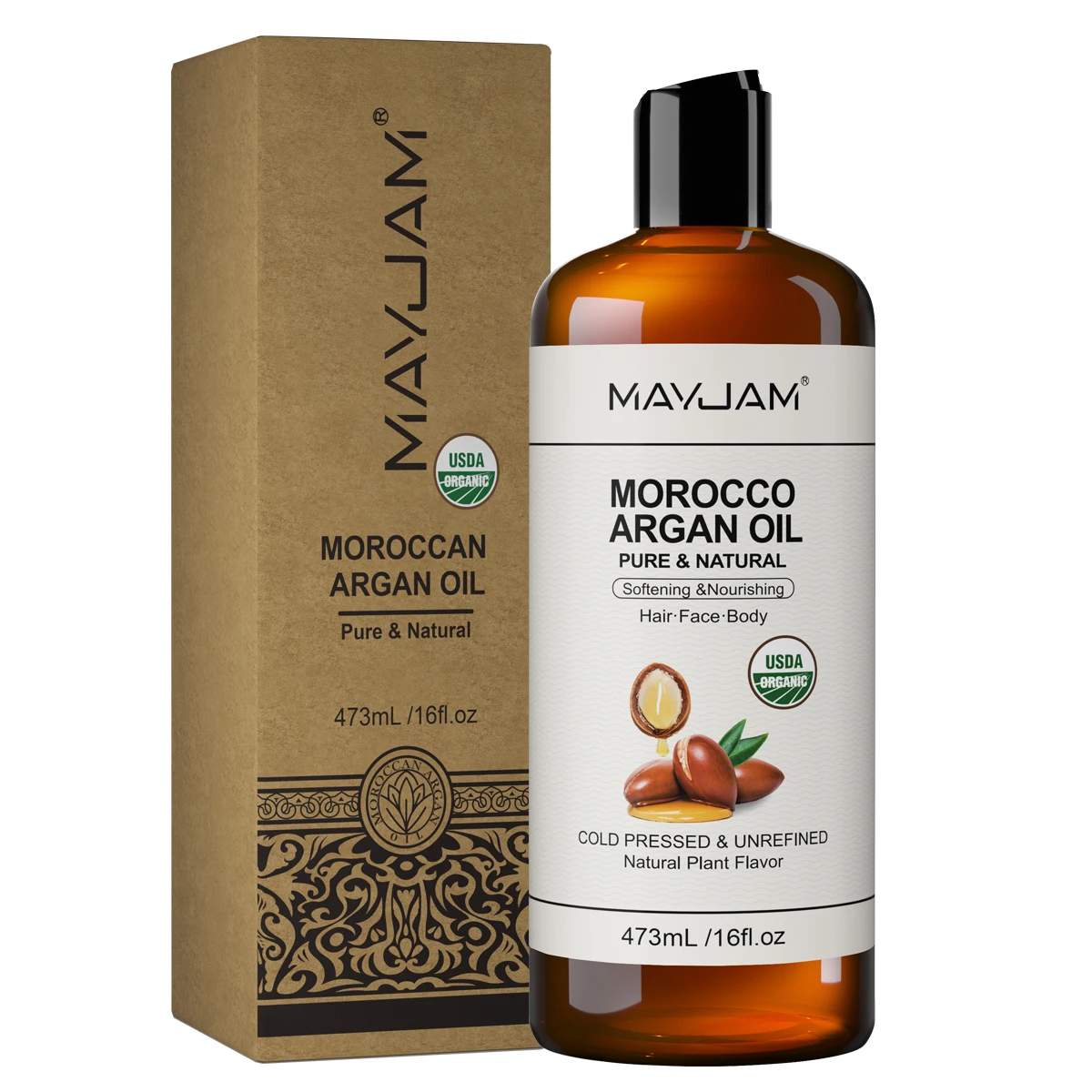 USDA Biologische Kokosolie voor Huid Gezichtshaar Koudgeperste Zoete Amandel Marokkaanse Argan Zonnebloemzaadolie voor Massage Hydrateren