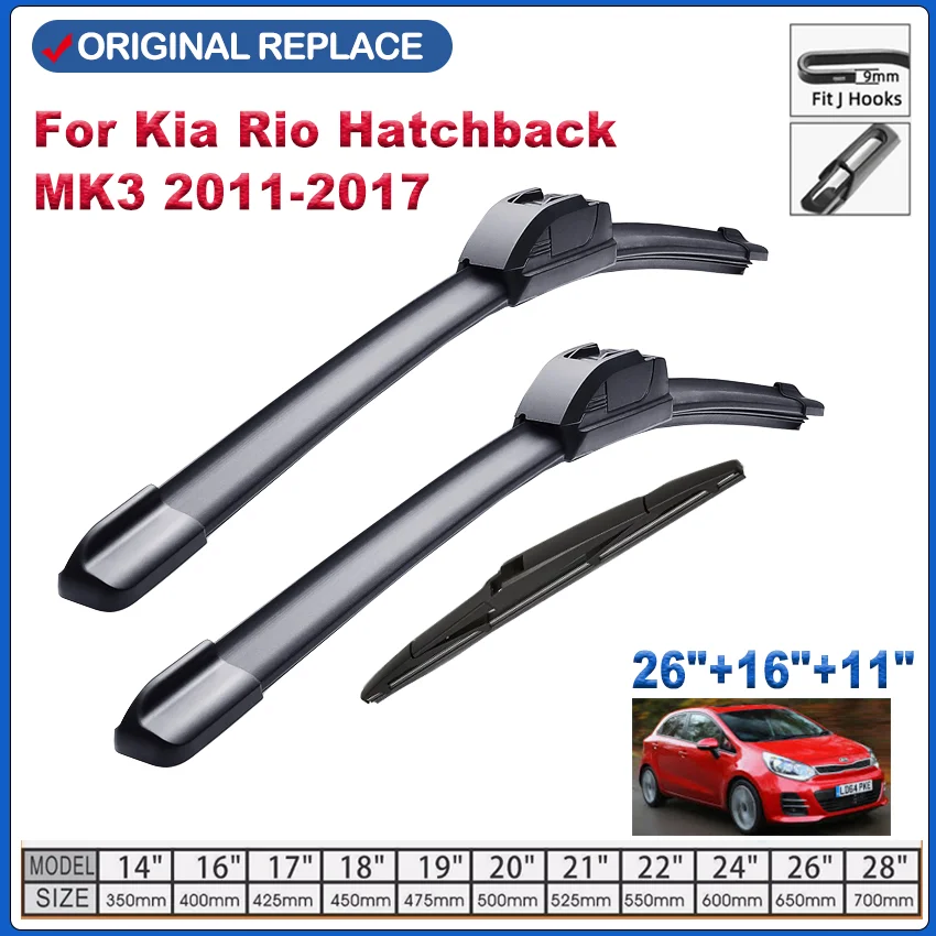 

Car Wiper Blade For Kia Rio Hatchback Mk3 2011 2017 Windshield Rubber Silicon Refill Front Window Wiper 26"+16" Auto Accessories