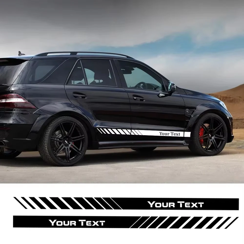Custom Text Car Side Door Stripe Sticker Personalized Name Vinyl Decal Universal Racing Body Skirt Stripes Auto Accessories