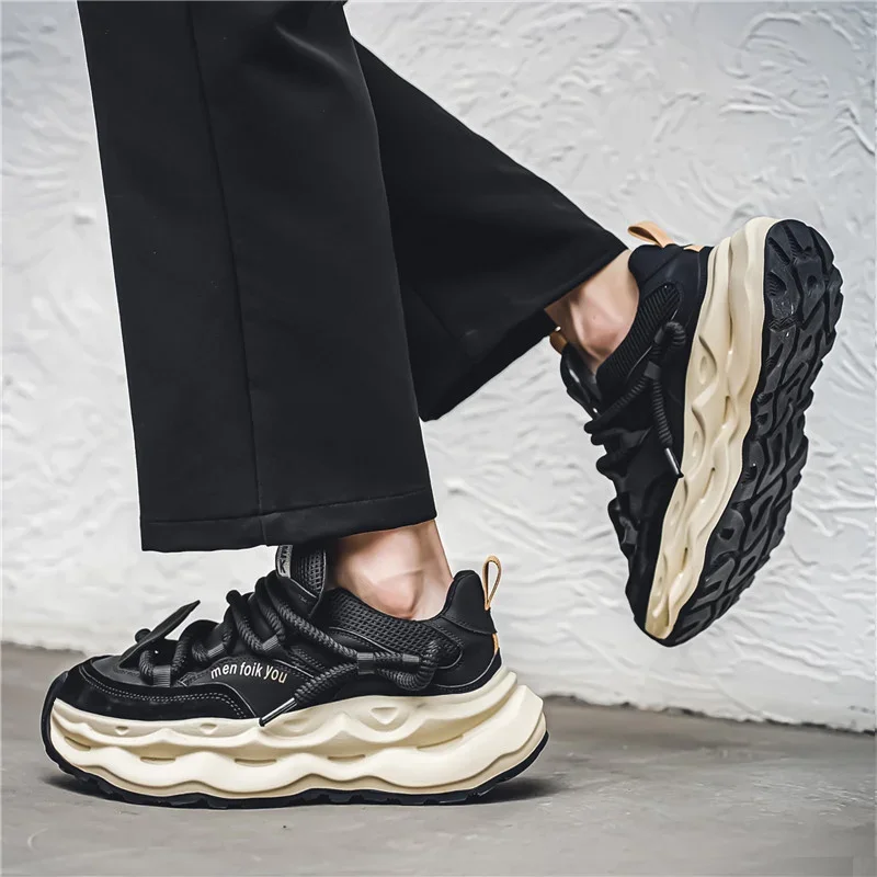 أحذية رياضية للرجال مكتنزة ، أحذية رياضية غير رسمية ، شبكة جيدة التهوية ، مدرب مصمم ، ملابس الشارع الخضراء ، الموضة ،