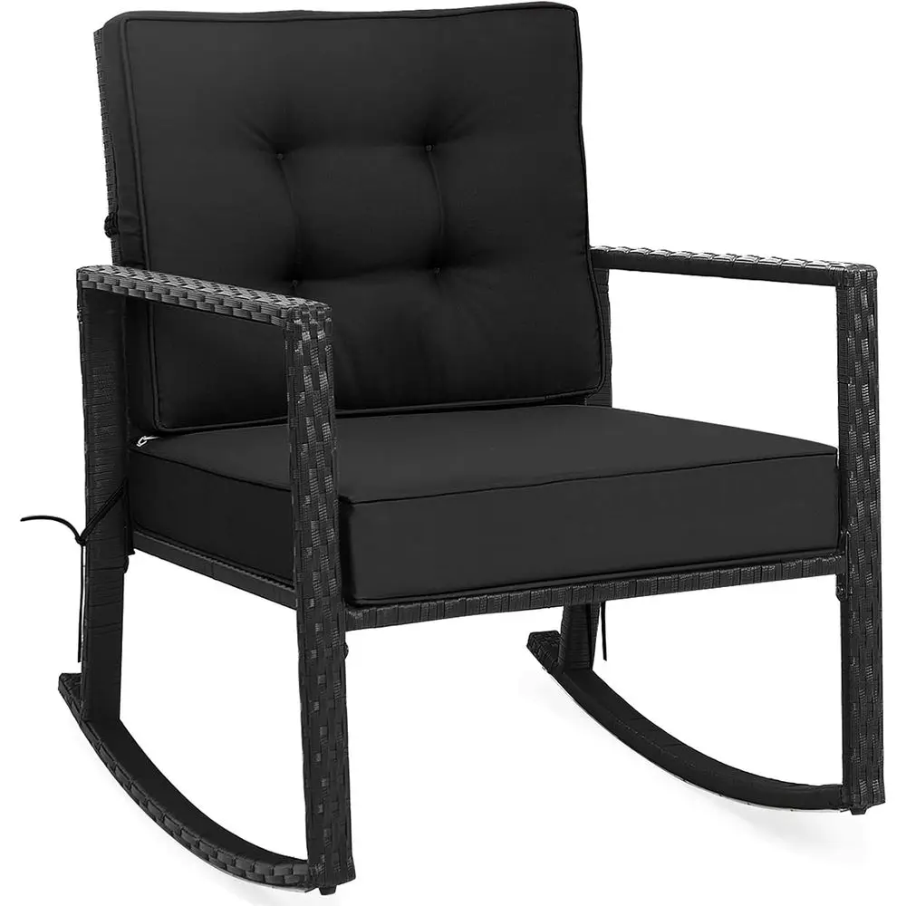 

Кресло-качалка, уличное кресло-глайдер из ротанга с прочной стальной рамой, сиденье из плетеной мебели для патио с подушкой толщиной 5 дюймов для сада/патио