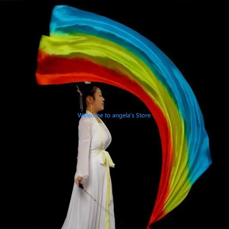 وشاح حريري للعب X4YC مع كرة Poi، شريط علم حريري Poi كرات تم رميها للرقص الشرقي للنساء والفتيات #3