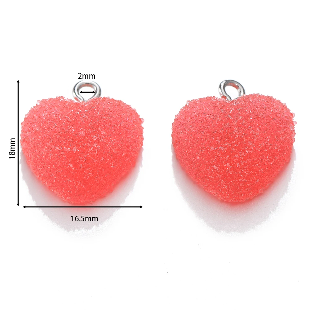 10pcs/lot Colorful Heart Shape Soft Candy Cute Charms Pendants For DIY Earrings Necklace Jewelry Accessories Findings