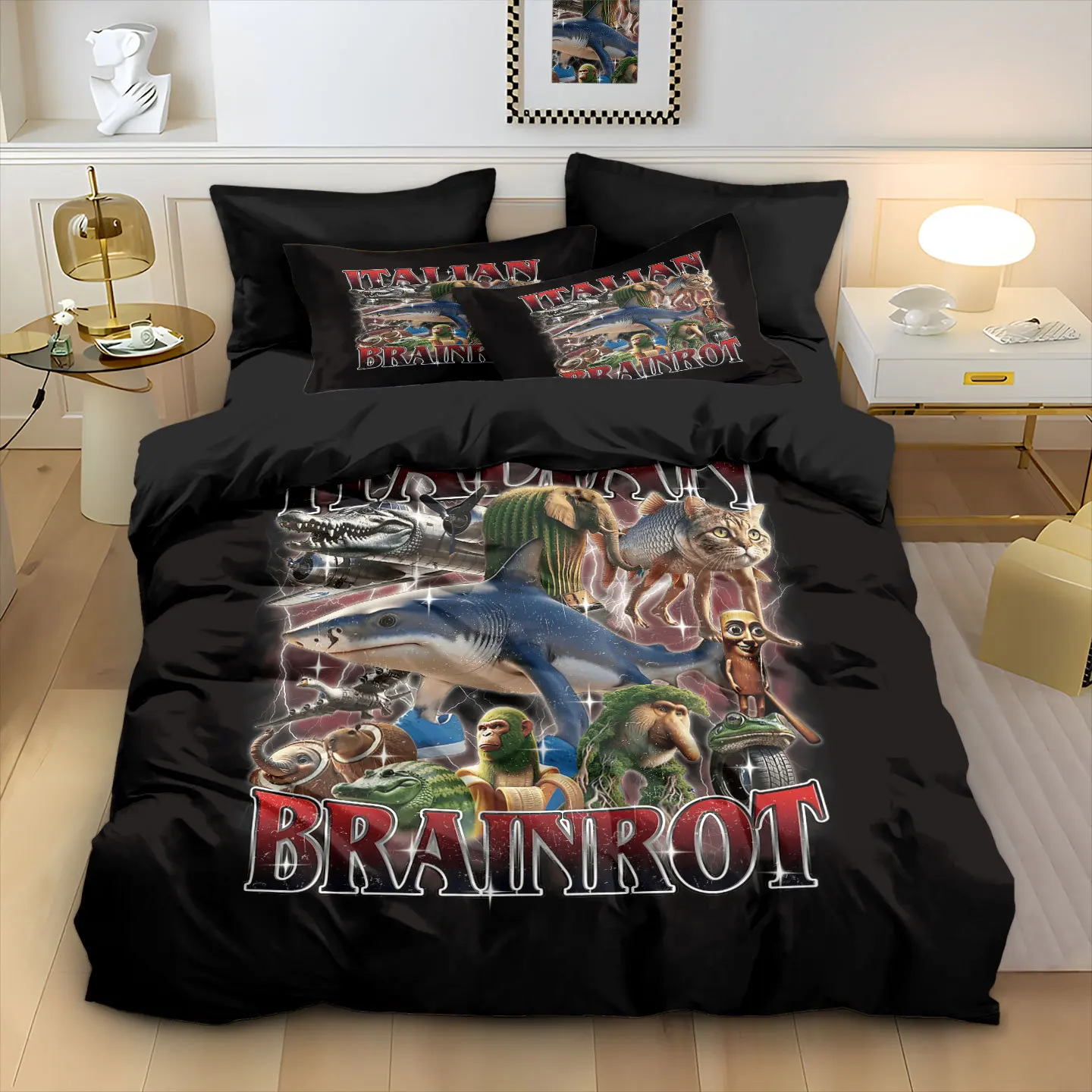 2/3pcs bedding set Digital Print Comfortable Duvet Cover for Home Bedroom Decoration, 1 Duvet Cover and 2pillowcase with Zippers