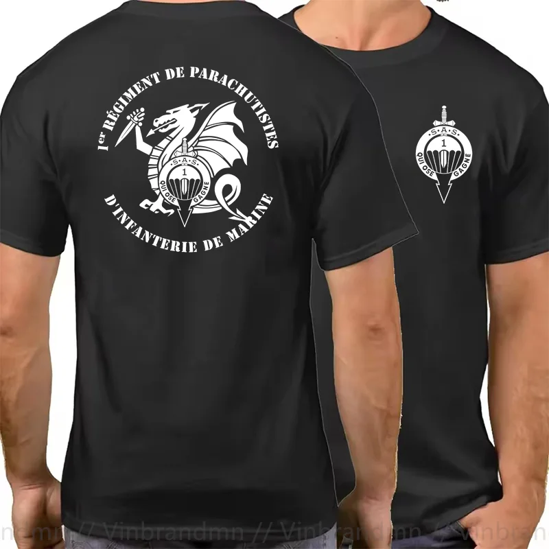France Para SAS 1st Marine Infantry Parachute Regiment T-shirt Classic Fashion Short Sleeve Casual 100% Cotton Men Shirts