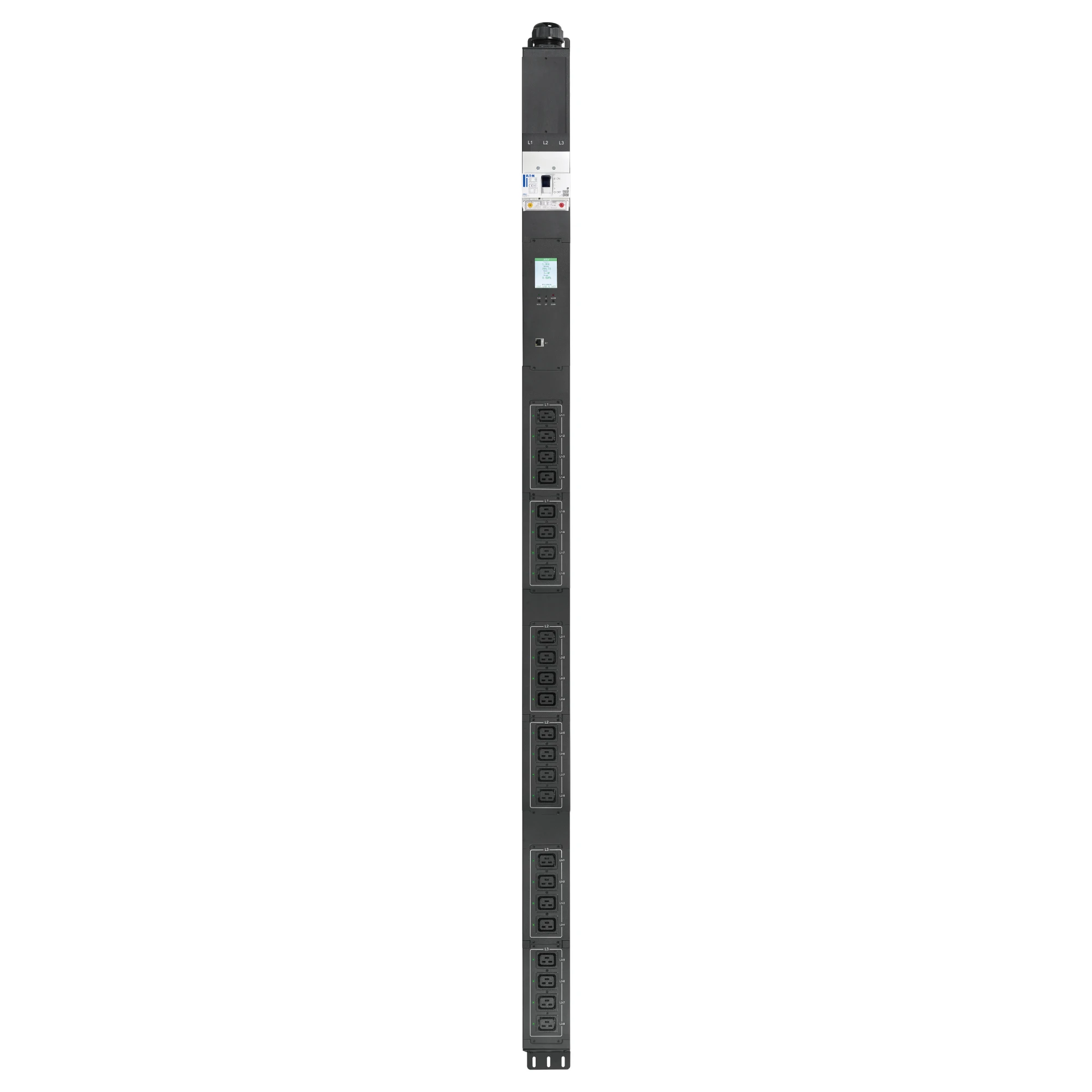 وحدة توزيع Powr مباشرة من المصنع 1U 380V 24 منفذ 3P جهاز تحكم عن بعد ذكي مثبت على الرف PDU مع قاطع الدائرة