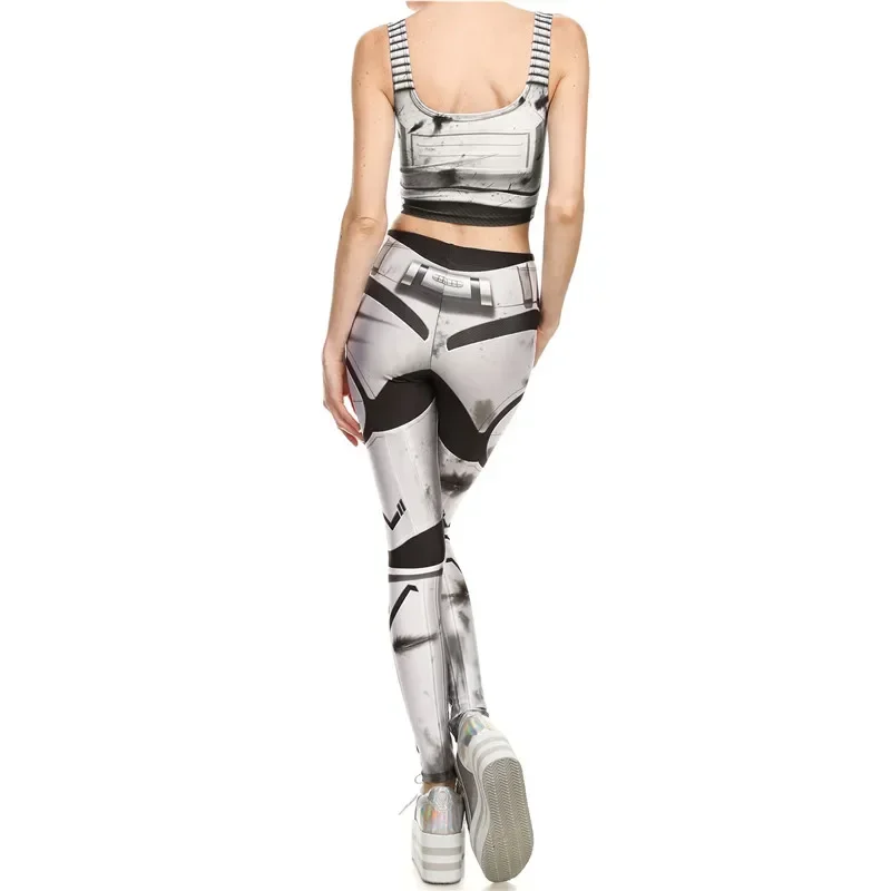EE01 Disfraz de estrella para adultos Stormtroope Crop Moda imperial Camiseta sexy Tops Pantalones Conjuntos Leggings Mujeres Body ajustado ¡Io0!