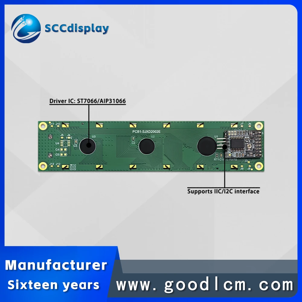 Russian Large Character PCB1-SJXD2002E-IIC Monochrome 2002 LCM Display Module IIC/I2C 20 Column 2-Row Character LCD Screen