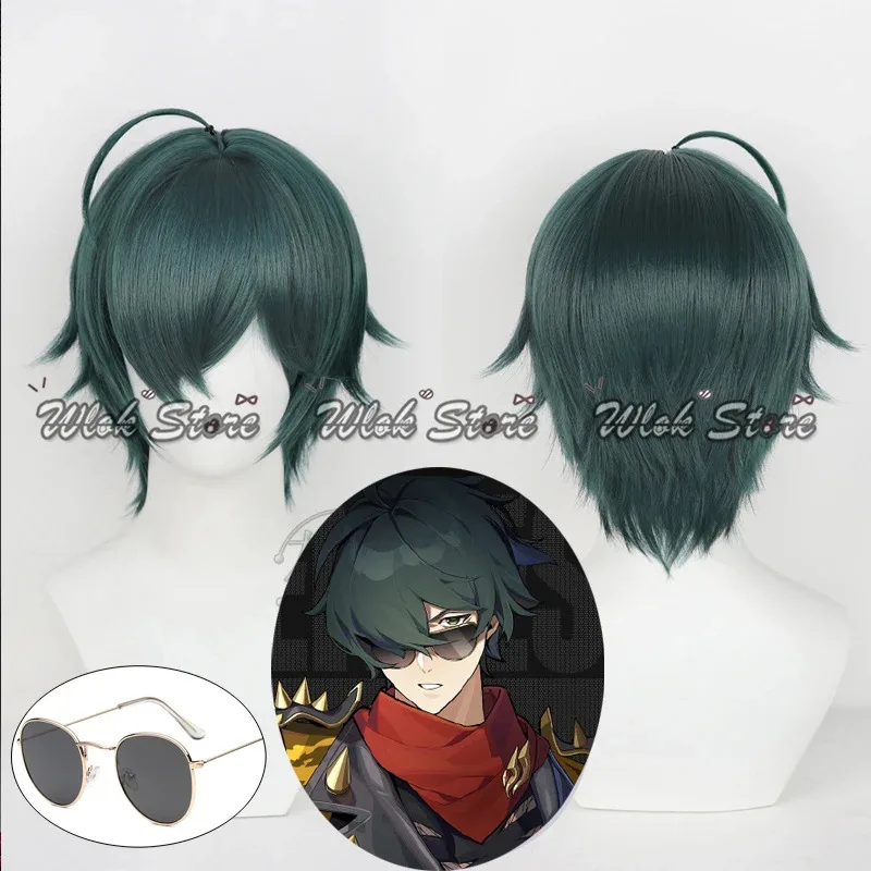

Zenless Zone Zero Lighter Cosplay Wig Glasses ZZZ Short Green Hair Heat Resistant Men Halloween Party Carnival Roleplay Props
