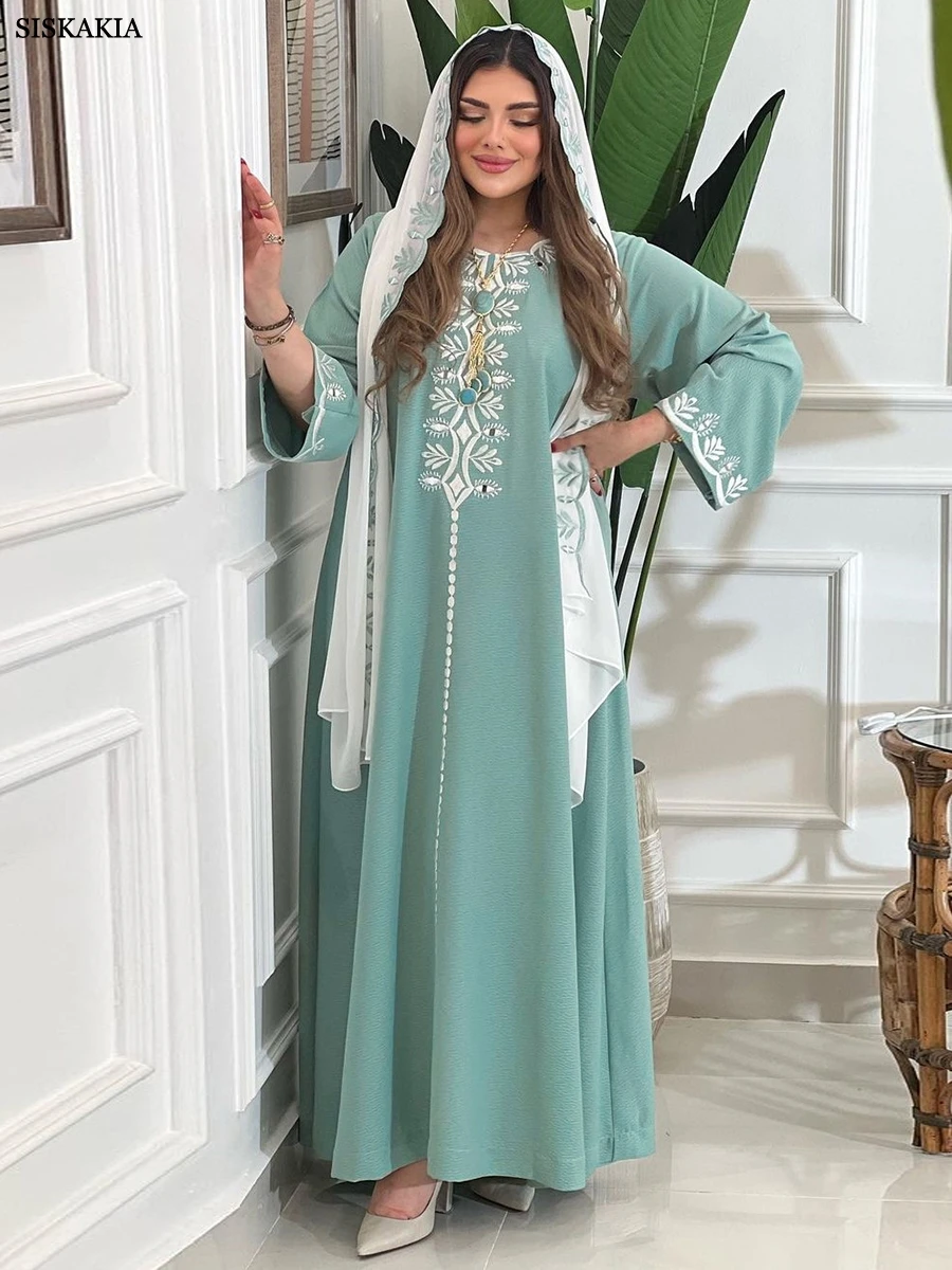 Turkish Dresses For Women 2022 Fashion Jalabiyat Embroidered Dress Caftan Marocain Robe Ramadan Turkey Gown