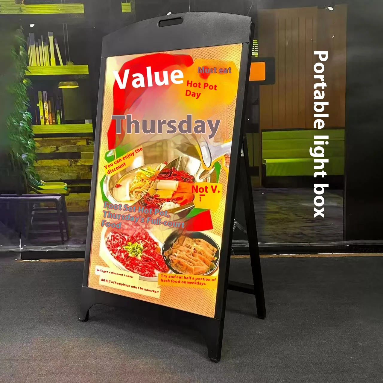 Light Emitting Diode Light Box Poster Stand Waterproof Outdoor Store Signage Advertising Billboard Adjustable Floor Display