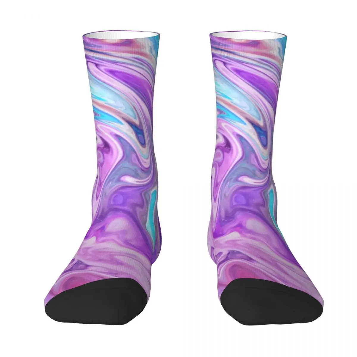 Blue Purple Liquid Swirl Stockings Women Abstract Print Socks Quality Korean Socks Winter Climbing Anti Skid Graphic Socks Gift