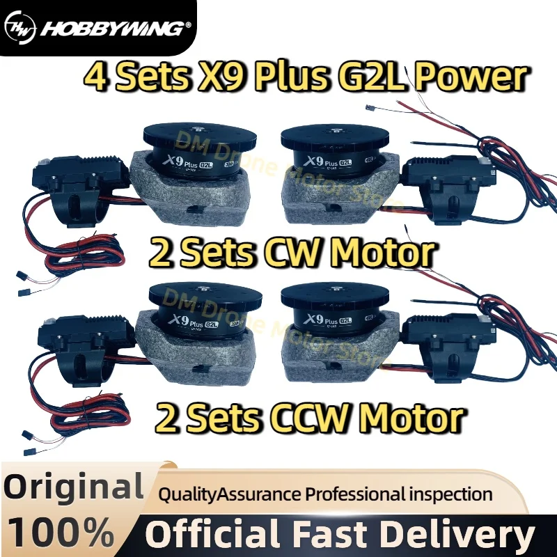 

4 Sets Hobbywing X9 Plus G2L 9620- 80KV 12-14S Integrated Brushless Motor ESC 4314 Propeller Max Thrust 28kg Agricultural Drone