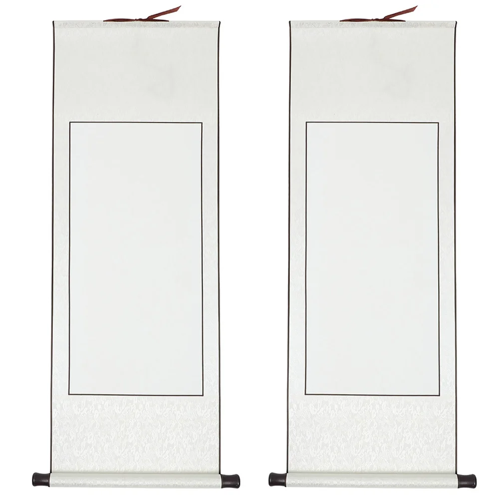 2Pcs Chinese Xuan Paper Blank Scrolls for Calligraphy Artwork Hanging Home Supplies Scroll Blank Scroll Scrolls