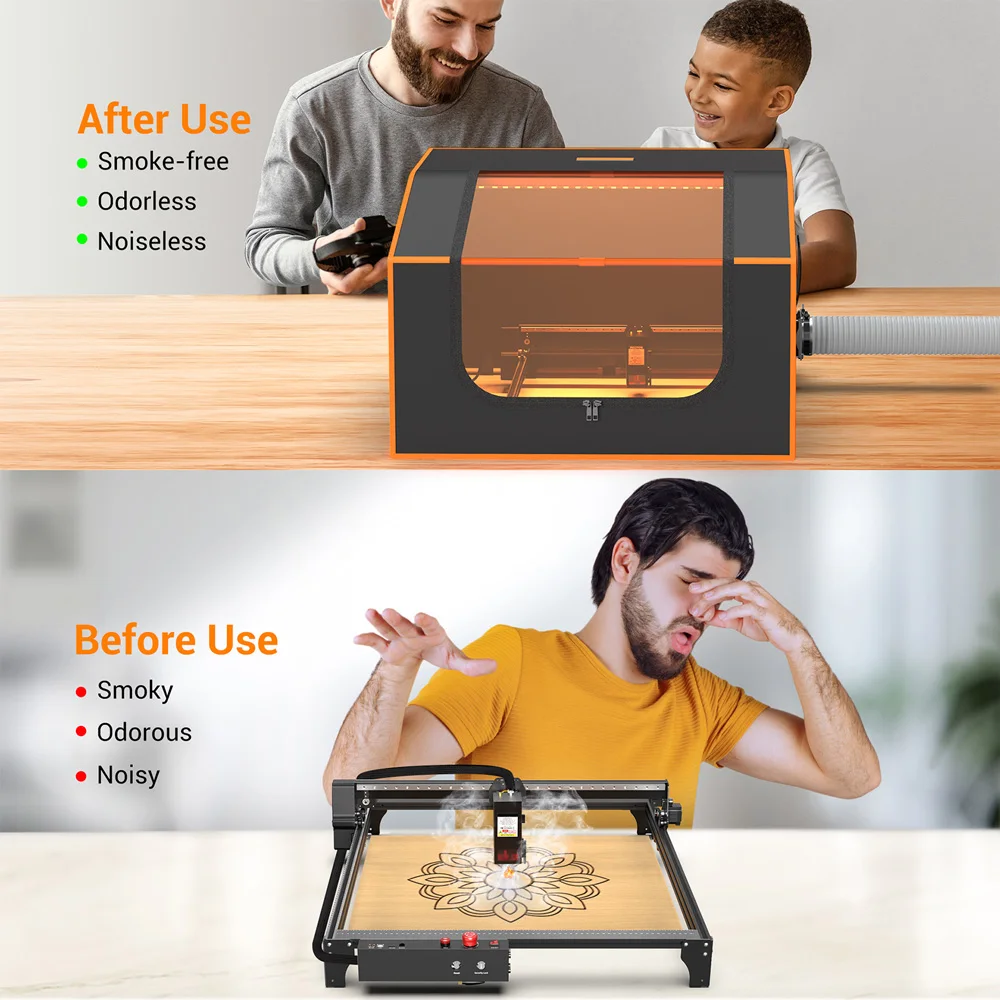 حاوية مقاومة للحريق مع مروحة لسيارات Mecpow ، c2 ، X5 Pro ، Sculpfun ، S30 ، سلسلة الترا ، * من من من من من fay ، رؤية شفافة كريستالية