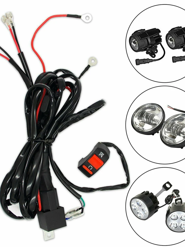 Motorcycle Fog Light Wiring Harness Work Light Connector Wiring Harness Kit Headlights Spotlight Wire Cable Switch Kit