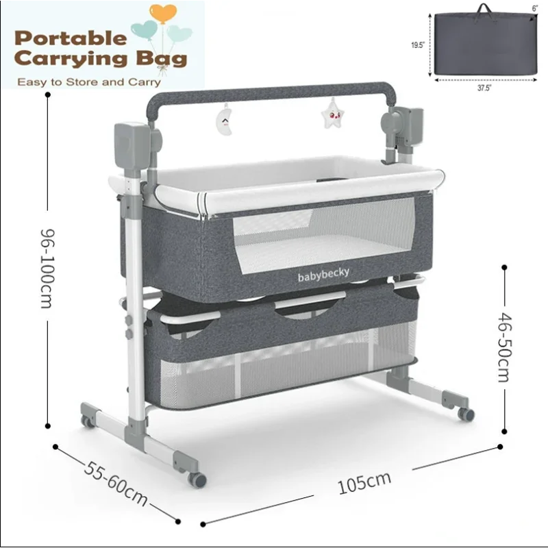 Электрическая Люлька-качалка для новорожденных, с 3 таймерами, 5 режимами качания, кровать для младенцев, регулируемая по высоте кроватка для путешествий