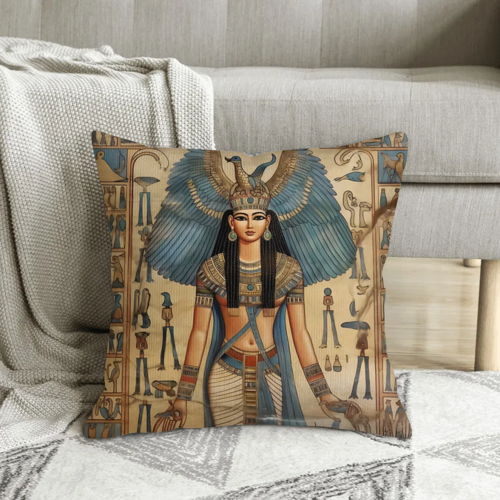 Ancient Wisdom Unveiled Isis Spiritual Art Ancient Art Polyester Cushion Cover For Sofa Office Decorative Washable Pillow Cover