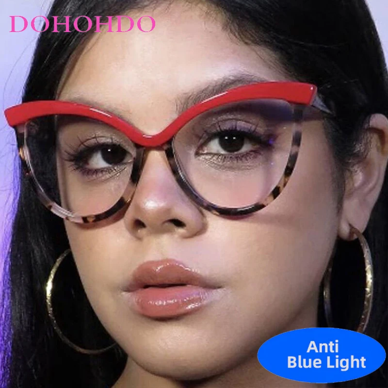 

Trend Vintage Brand Designer Big Frame Cat Eye Blue Light Glasses Men Women Computer Optical Glasses For Office Work Lentes Очки