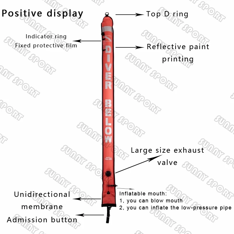 110cm 150cm 180cm dalış şamandıra tüplü dalış yüzey işaretleyici şamandıra SMB sualtı emniyet sinyal şamandıra şamandıra şişme tüp sosis