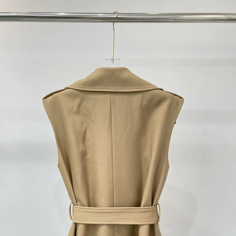 فستان نسائي مزدوج الصدر بكتف منسدل وحزام الخصر بدون أكمام فستان ماكسي عصري ثوب مسائي غير رسمي 2025 #4