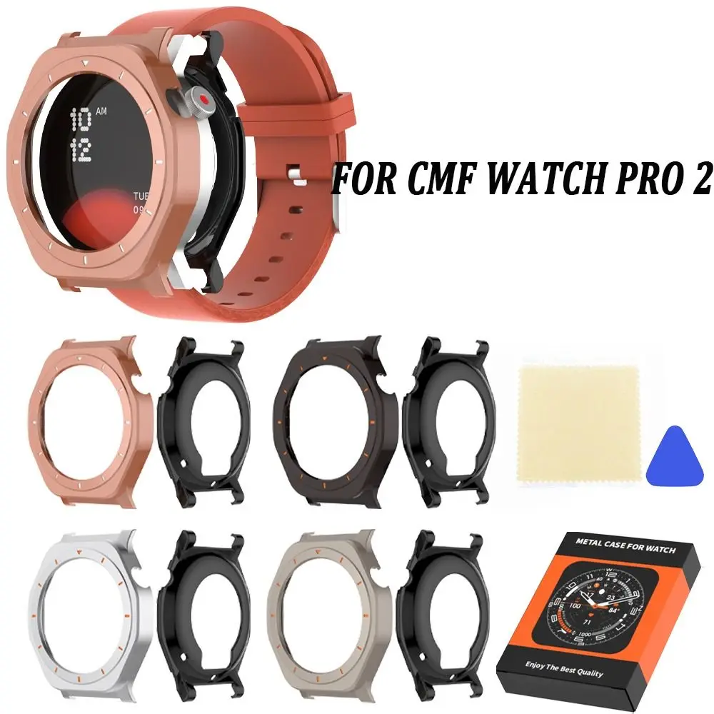 حافظة ساعة معدنية بديلة مضادة للخدش ومضادة للصدمات وغطاء حماية للشاشة لساعة CMF Pro 2