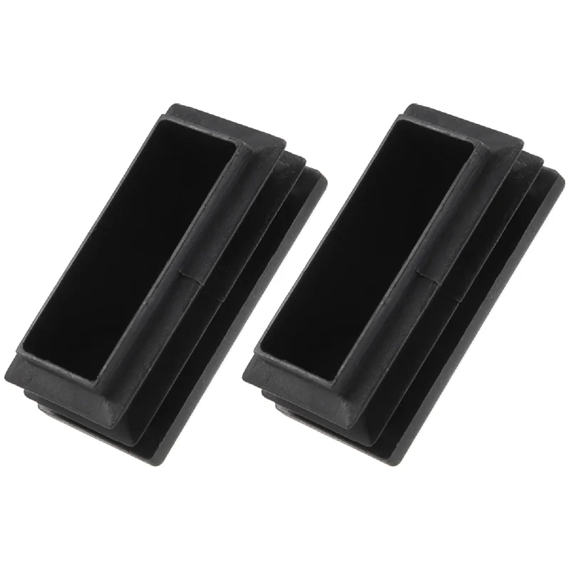G6-Plástico Retângulo Canking End Tube Caps Inserções 25X50mm 30Pcs Preto