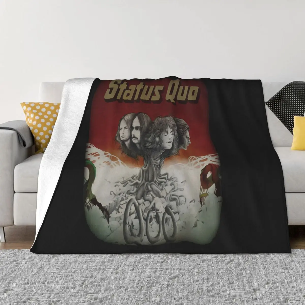 Status Quo 1974 Black Hard Rock Krokus Thunder Smokie Slade Sweet Party Hipster Hot Sale Kawaii Goth Throw Blanket