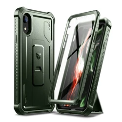 Dexnor For iPhone XR Case 6.1inch Full-Body Bumper Military Grade Armor Shockproof Cover Kickstand with Built-inScreen Protector
