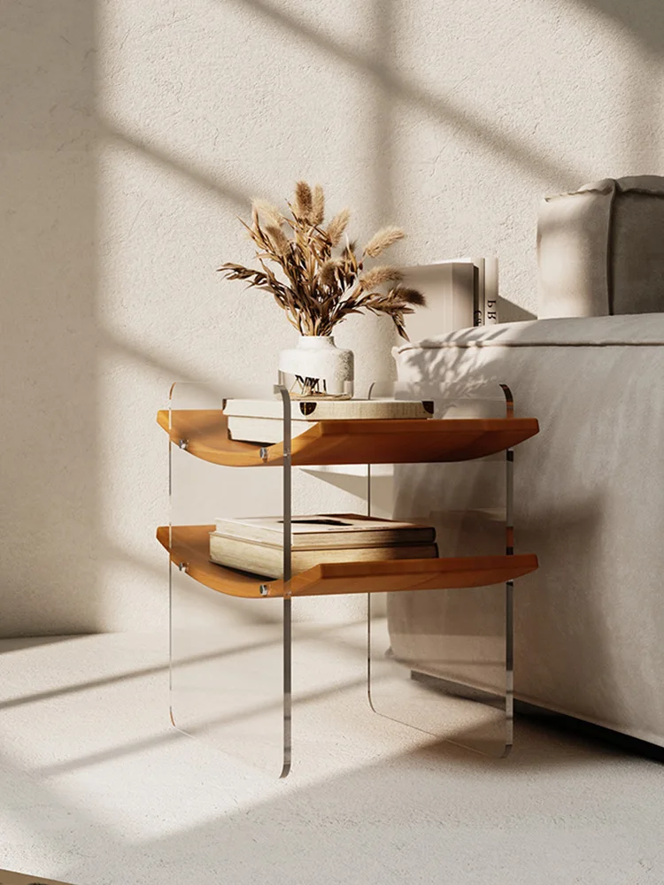

Transparent acrylic minimalist design sofa side cabinet small apartment living room simple telescopic modern solid wood edge few
