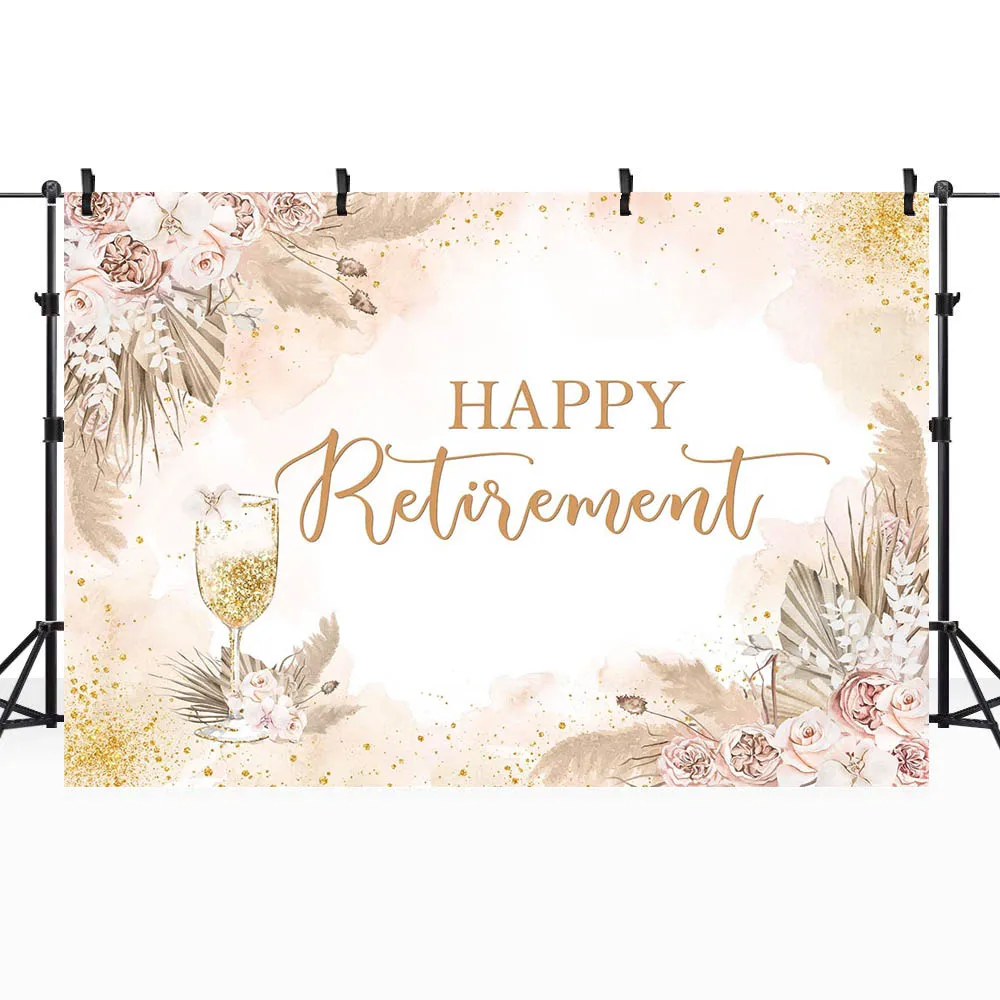 Mocsicka Happy Retirement ฉากหลัง Boho ดอกไม้ Pampas Grass ผู้หญิงเกษียณอายุ Party Decor ภาพครอบครัวพื้นหลัง Photo Studio