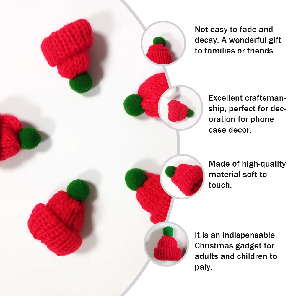 

20 Pcs Mini Santa Hat Christmas Things Small Knitted for Kids Knitting Wool Hats Ornaments Child Bulk