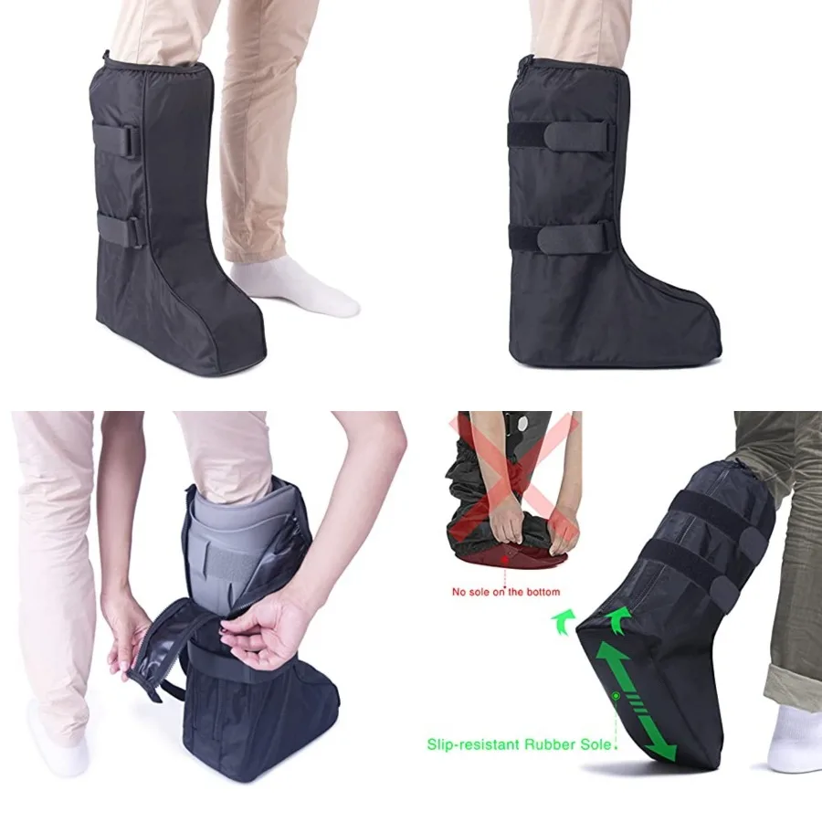 

Walking Boot Cover Medical Cast Fracture Orthopedic Brace Leg Feet Support with Sole High Tall Black M