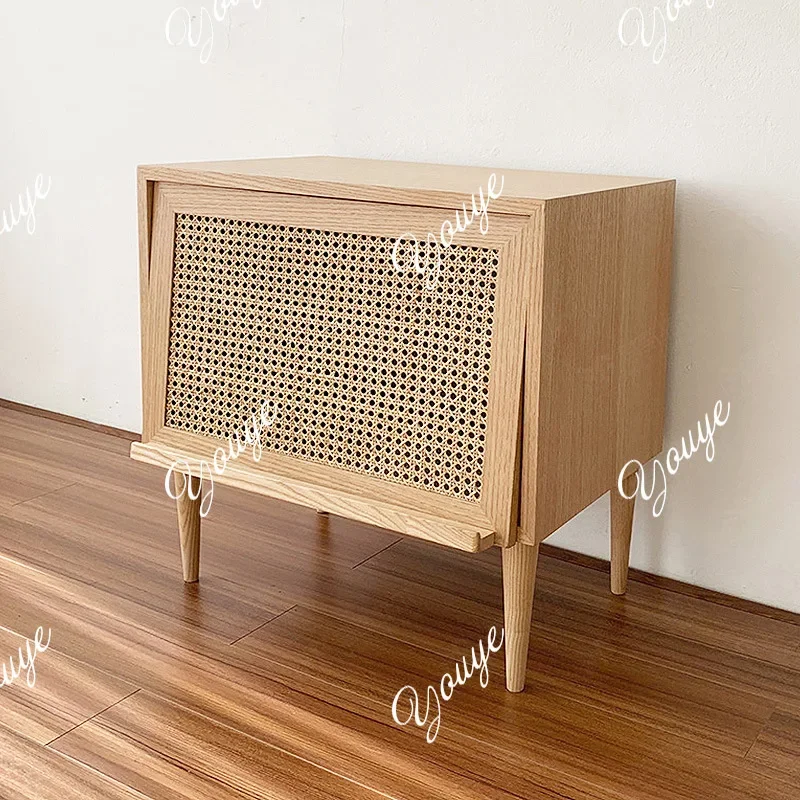 XM Nordic Rattan Storage Basket Japanese Simple Book Toy Locker Small Apartment Household Snack Finishing Storage Cabinet