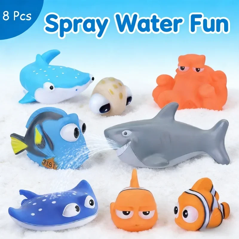 Finding Nemo Dory Baby Bath Toys Soft Rubber Squeeze Float Spray Water Clownfish Toys Bathroom Play for Kids Children Toddlers