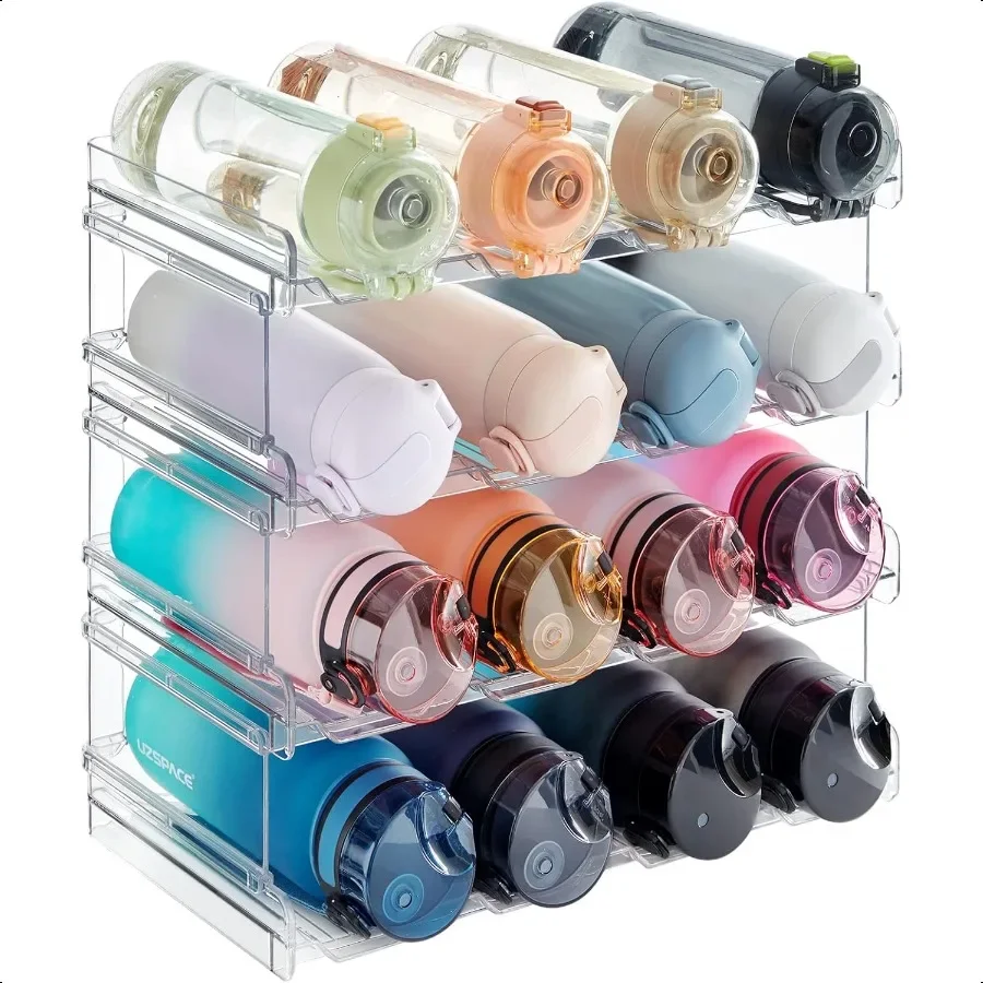 

Stackable Water Bottle Organizer for Cabinet Water Bottle Holder Kitchen Pantry Organization and Storage Plastic Fridge Wine Ra