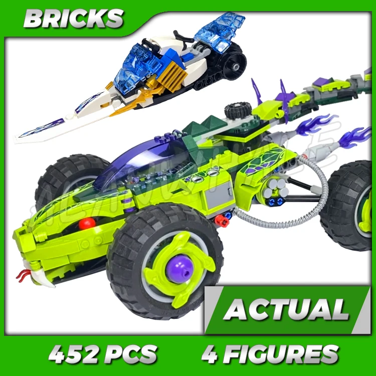452-pieces-shinobi-fangpyre-truck-ambush-snake-strikes-zane’s-snowmobile-9760-kits-de-construction-pour-enfants-compatibles-avec-les-briques